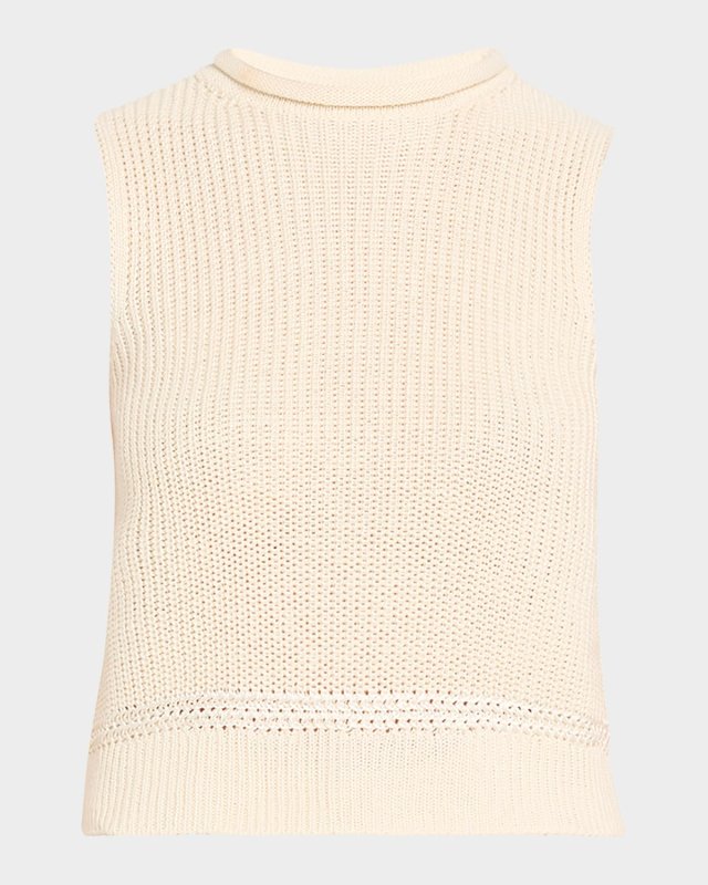 Silk Jersey Sleeveless Rollneck Sweater